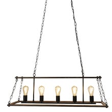 Island Rubberwood 5 Light Pendant